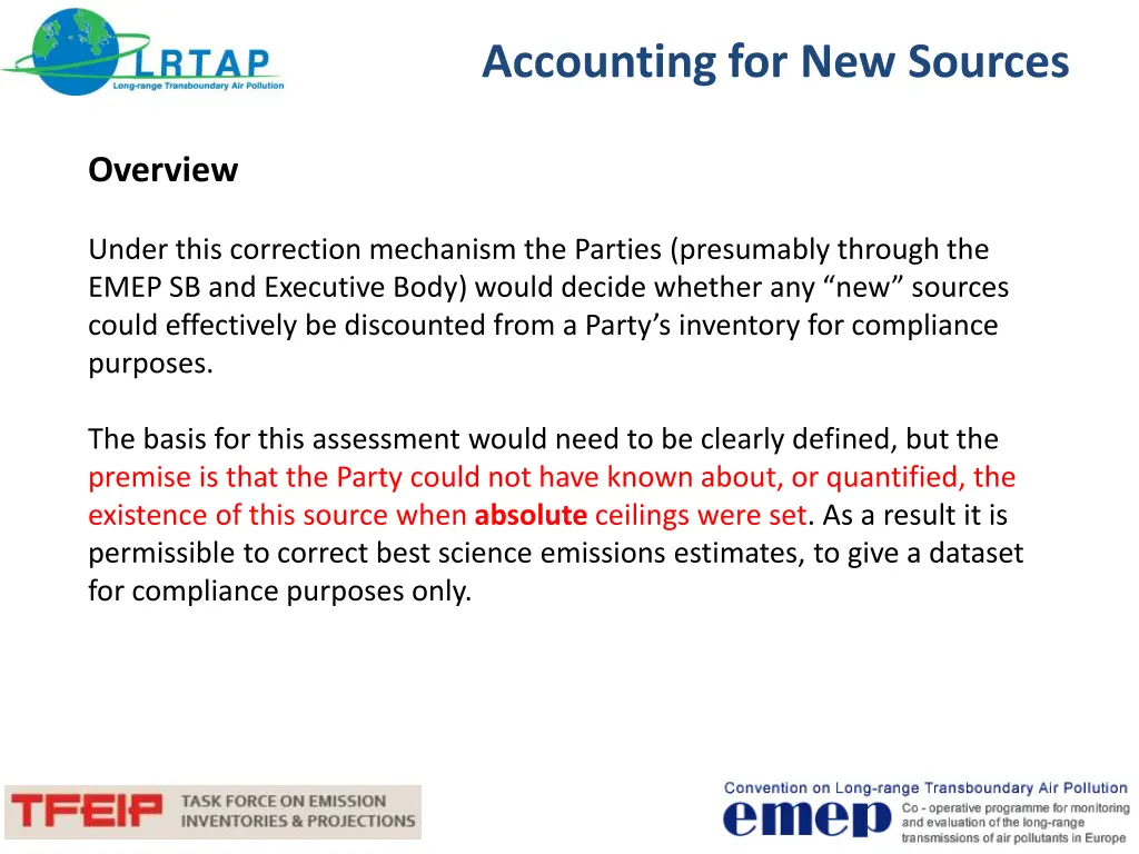 accounting for new sources