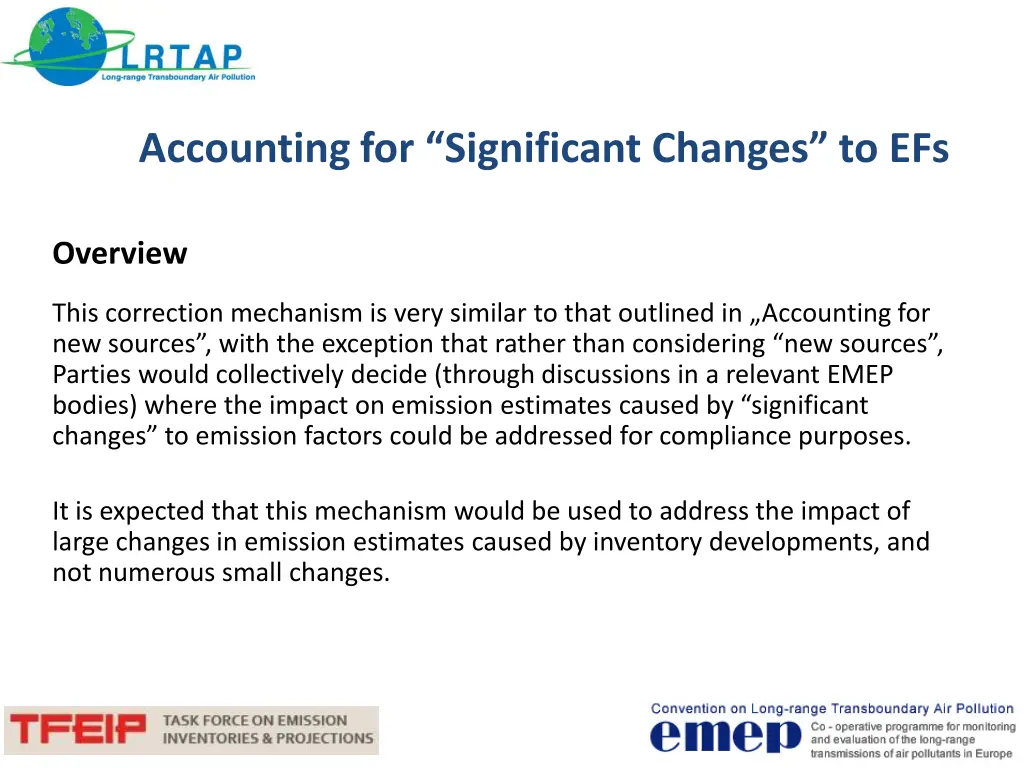 accounting for significant changes to efs
