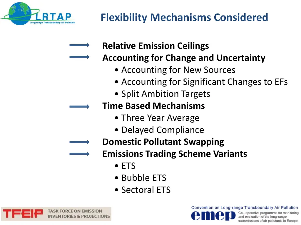 flexibility mechanisms considered