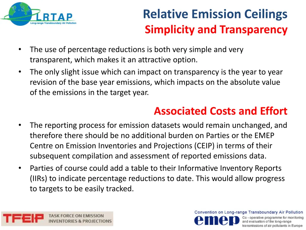 relative emission ceilings simplicity