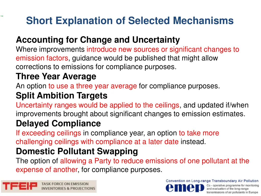 short explanation of selected mechanisms