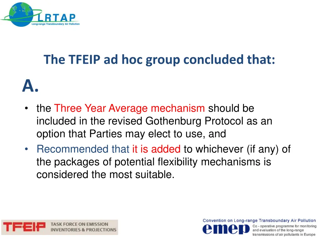the tfeip ad hoc group concluded that