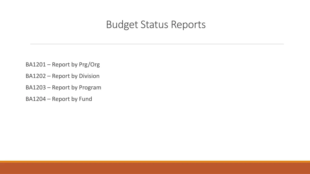 budget status reports
