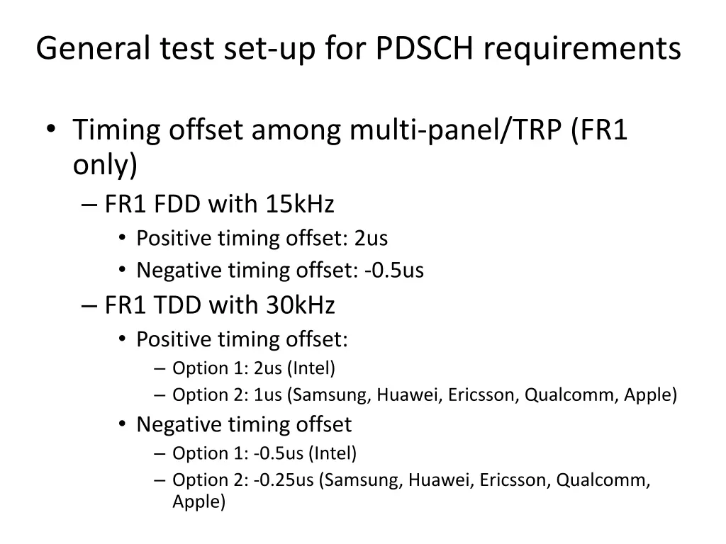 general test set up for pdsch requirements 1
