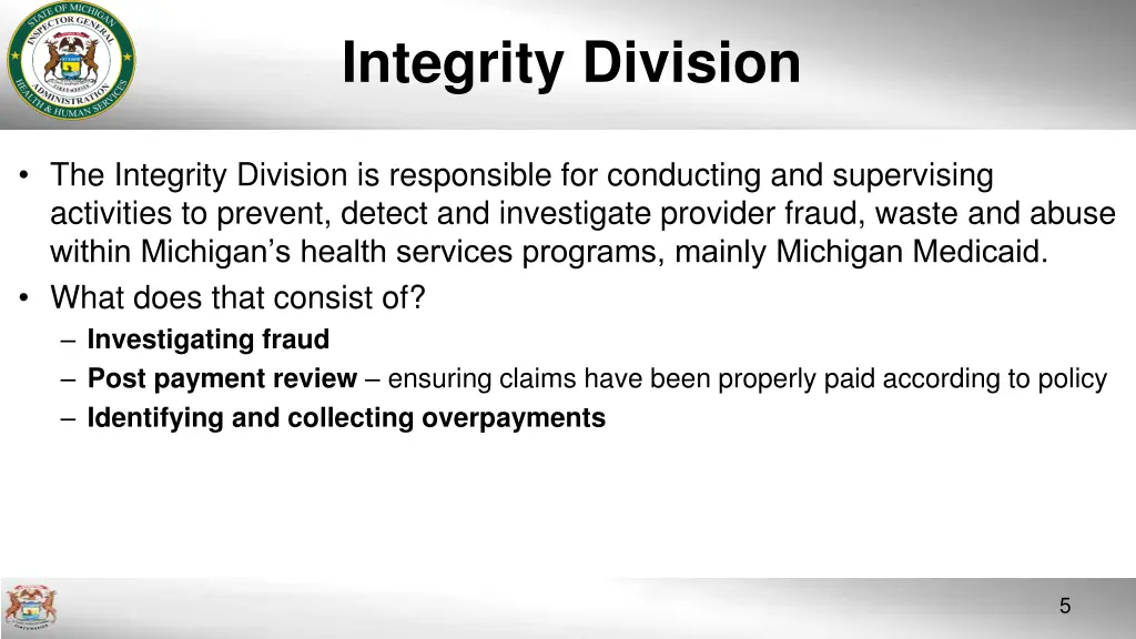 integrity division