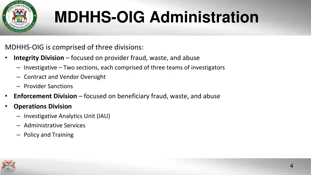 mdhhs oig administration