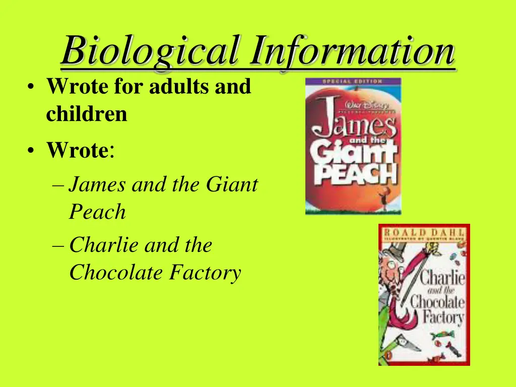 biological information wrote for adults