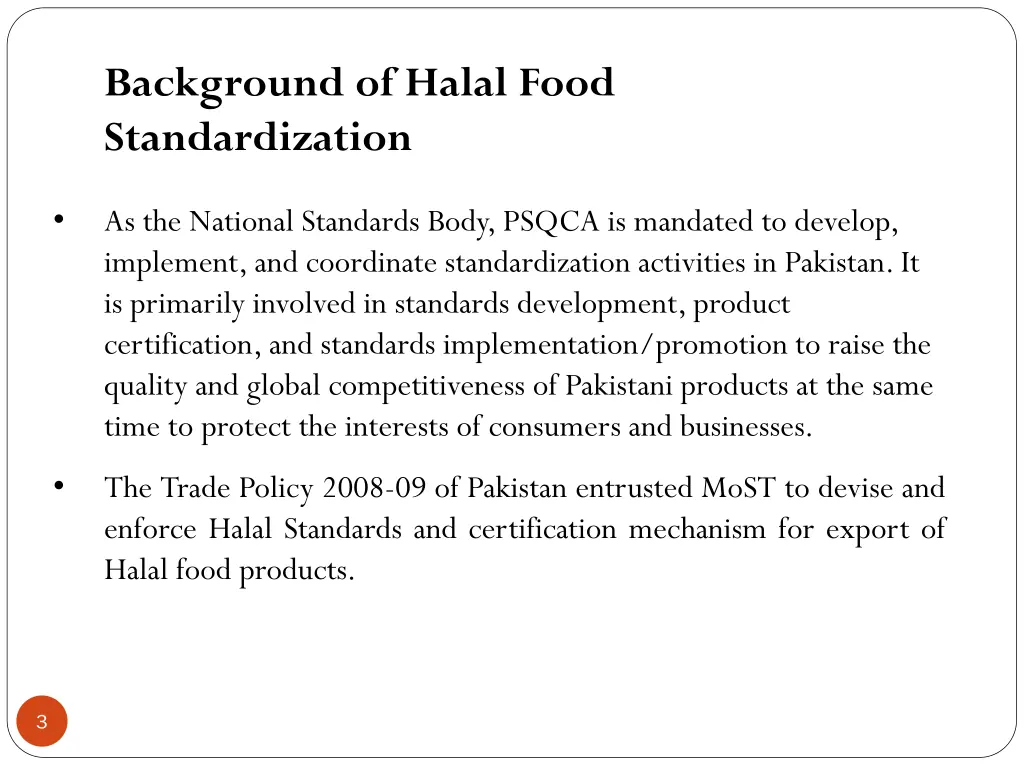 background of halal food standardization
