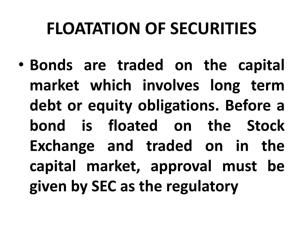 floatation of securities 12
