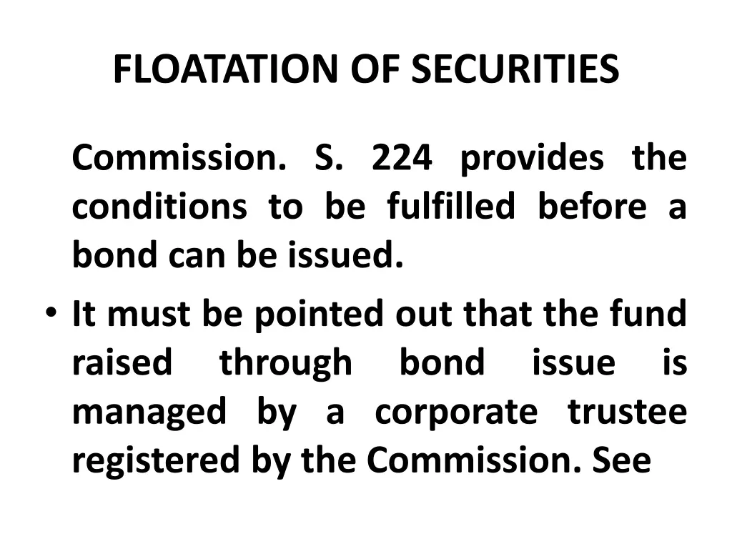 floatation of securities 13