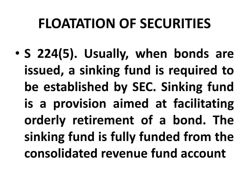 floatation of securities 14