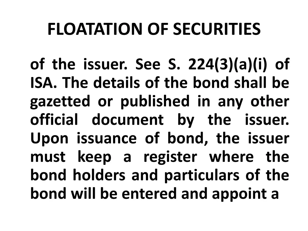 floatation of securities 15
