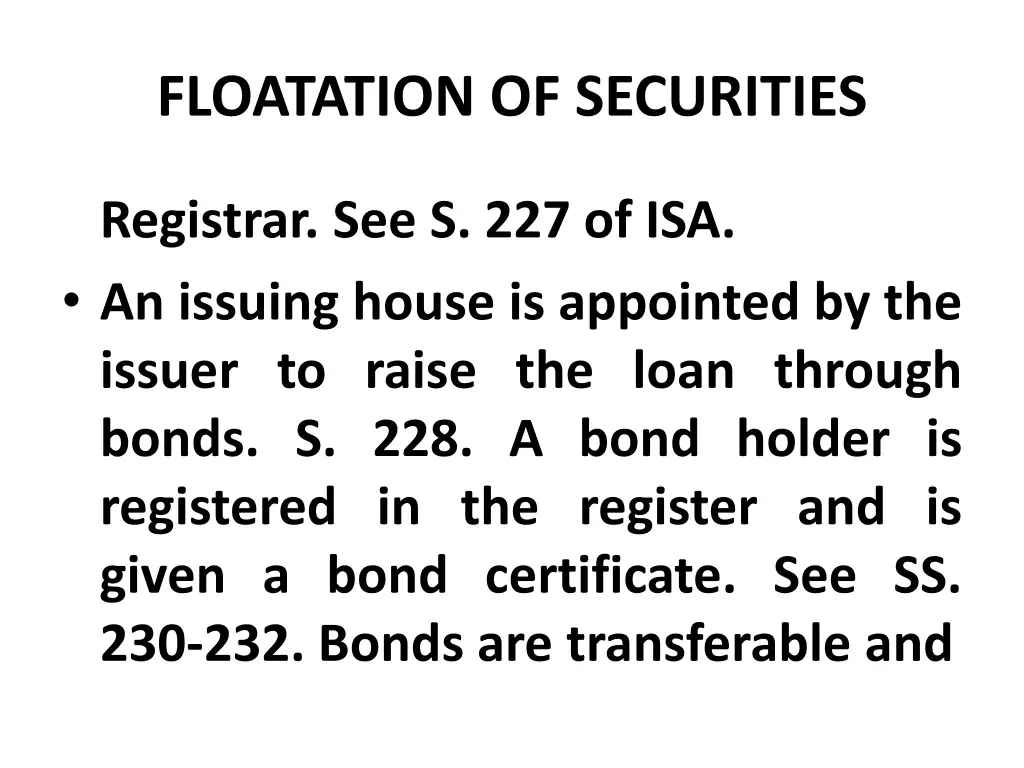 floatation of securities 16