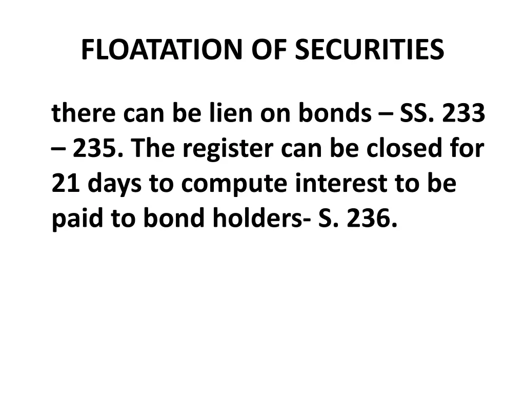 floatation of securities 17