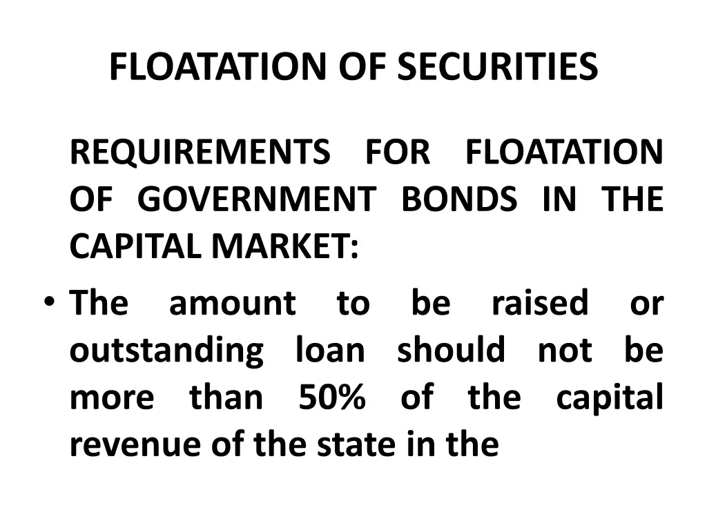 floatation of securities 18