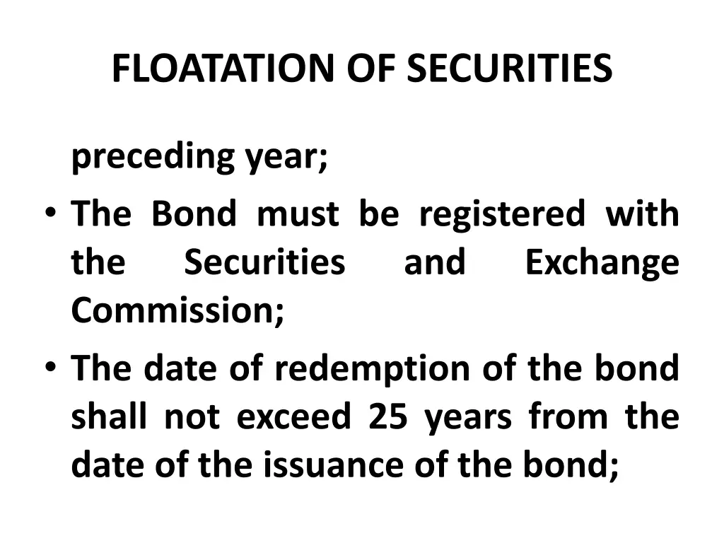 floatation of securities 19