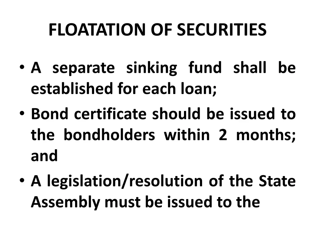floatation of securities 20