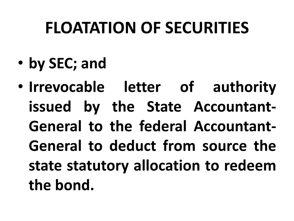 floatation of securities 23