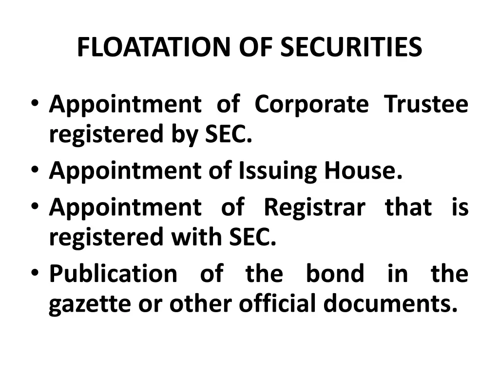 floatation of securities 24