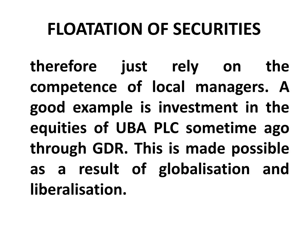 floatation of securities 28