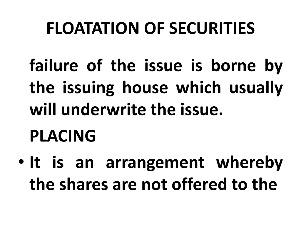 floatation of securities 34