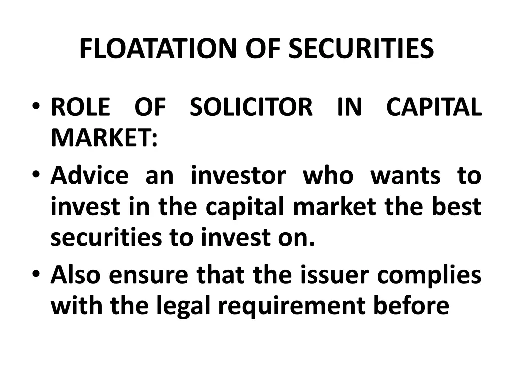 floatation of securities 36