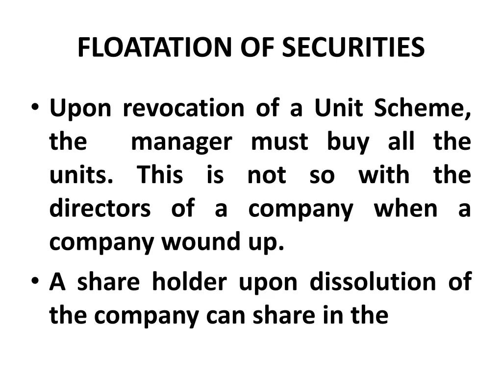 floatation of securities 40