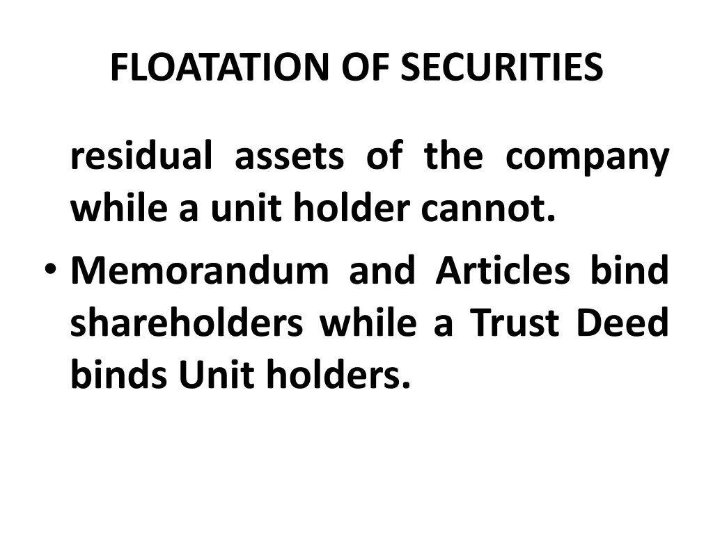 floatation of securities 41