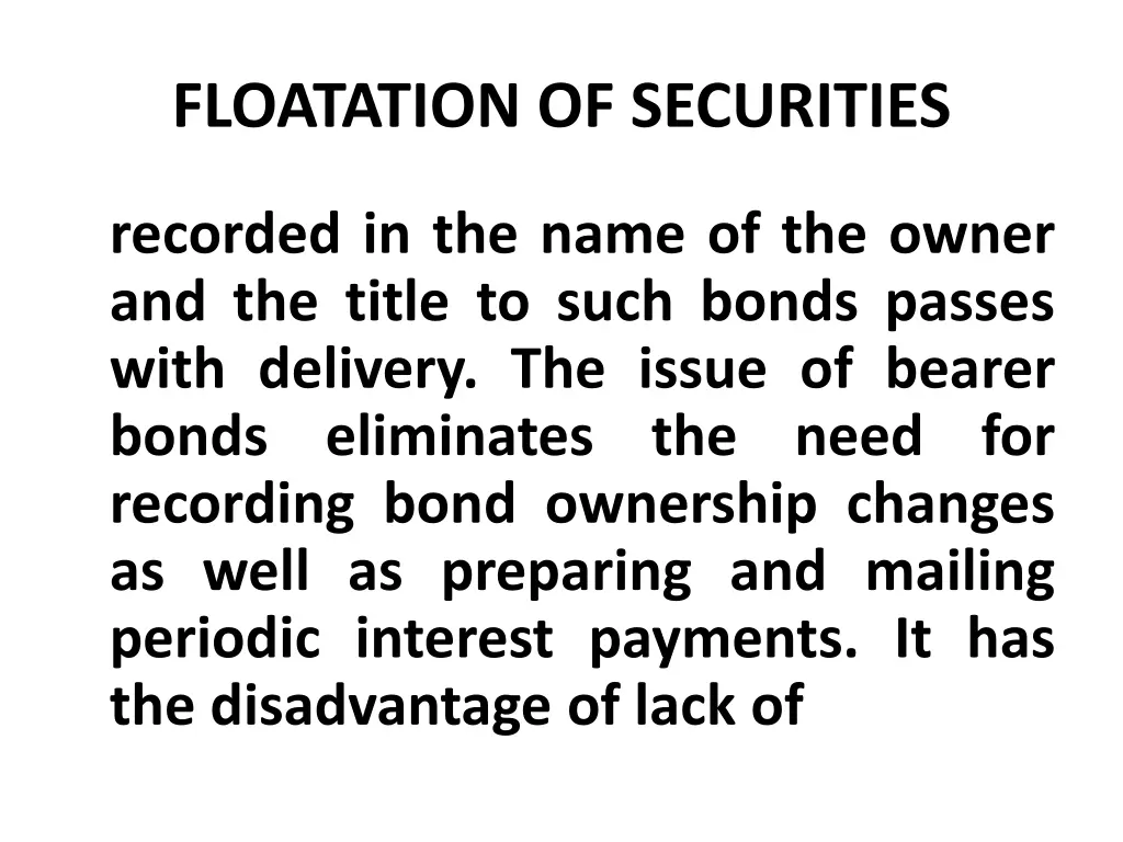 floatation of securities 8