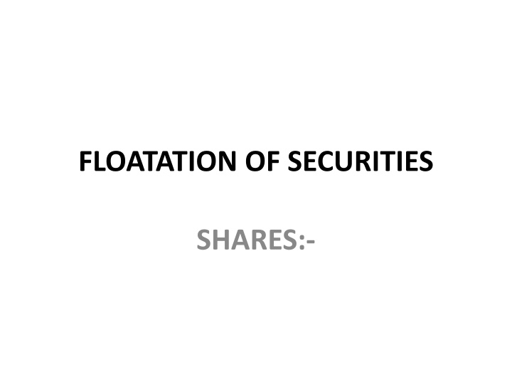 floatation of securities