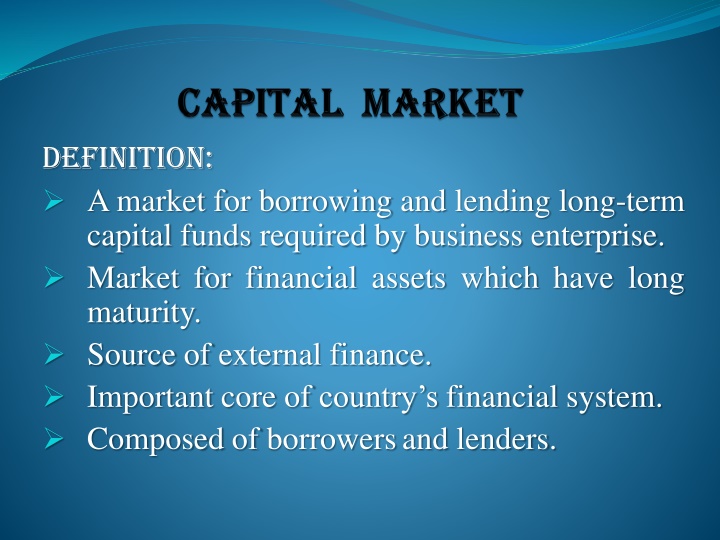 definition amarket for borrowing and lending long