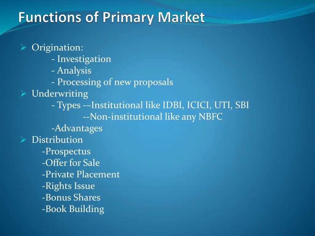 origination investigation analysis processing