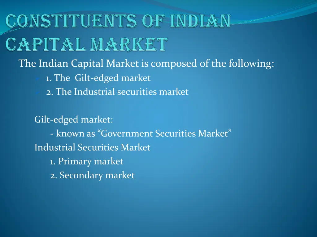 the indian capital market is composed