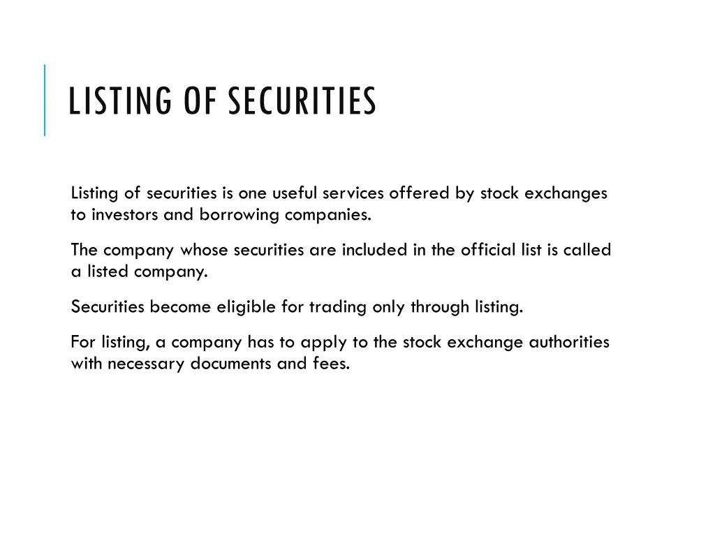 listing of securities