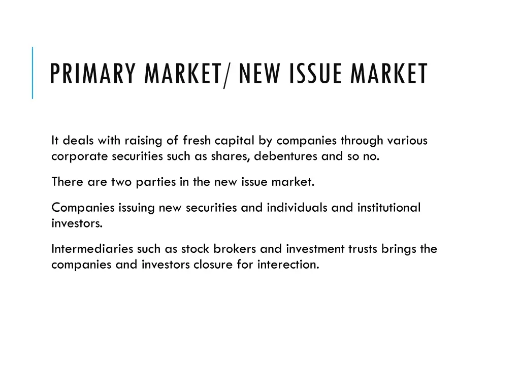 primary market new issue market