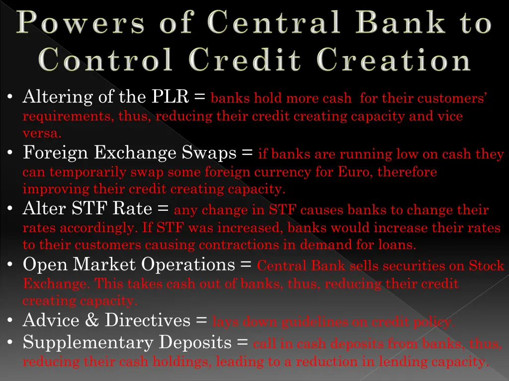 altering of the plr banks hold more cash