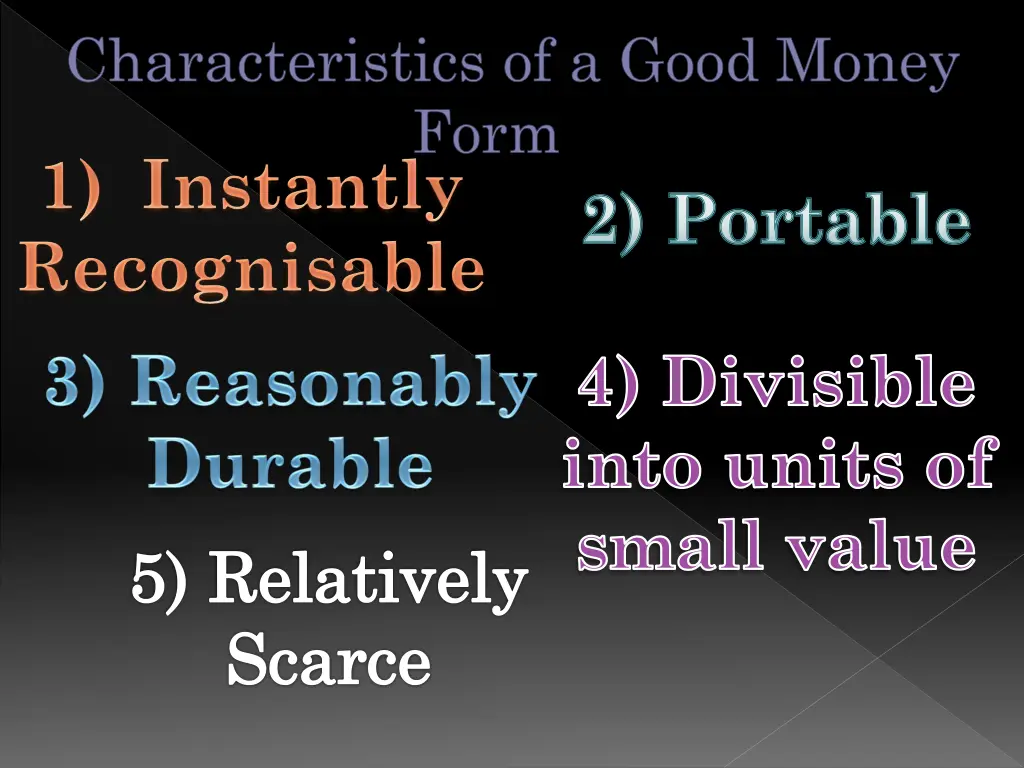 characteristics of a good money form