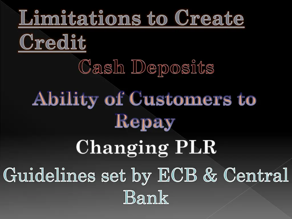 limitations to create credit