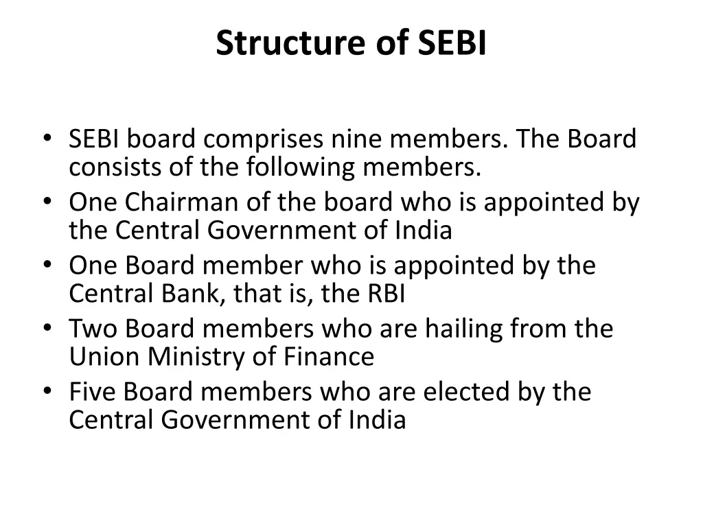 structure of sebi
