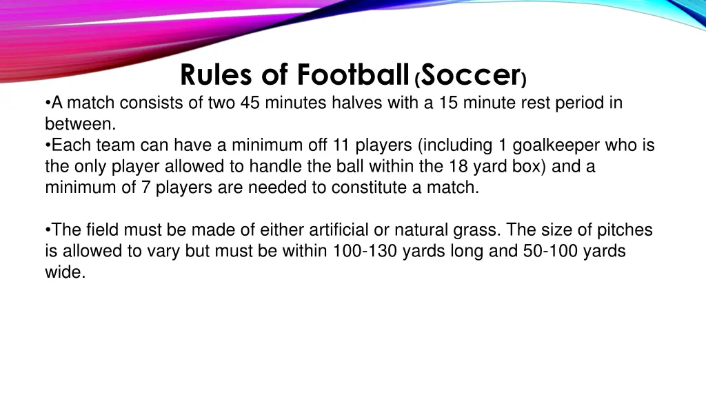 rules of football soccer a match consists