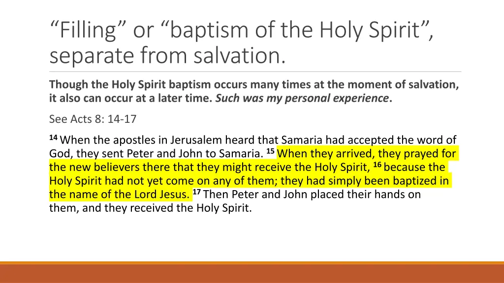 filling or baptism of the holy spirit separate