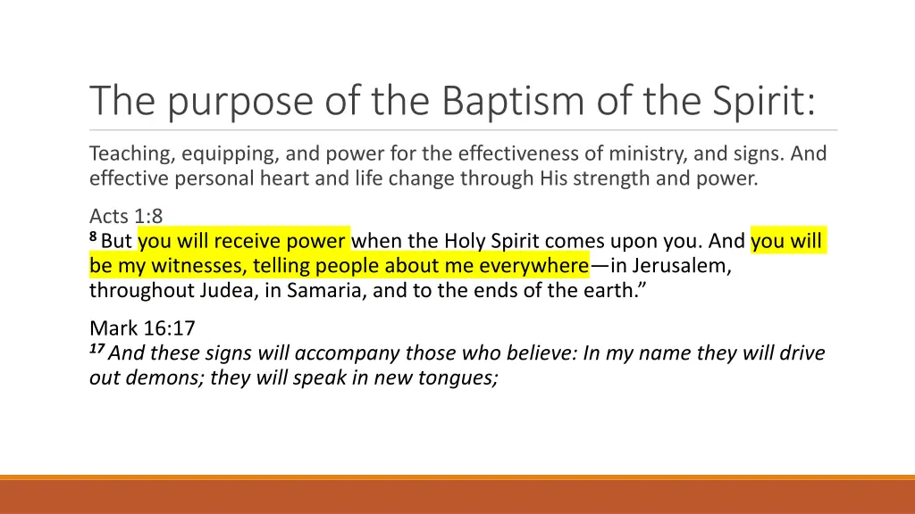 the purpose of the baptism of the spirit