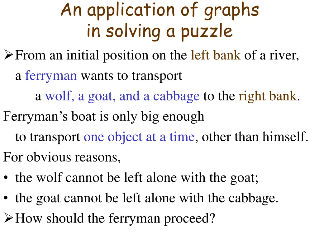 an application of graphs in solving a puzzle from