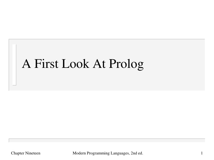 a first look at prolog