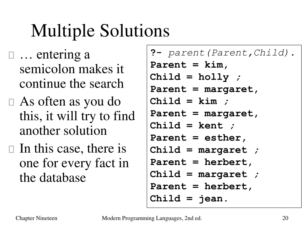 multiple solutions entering a semicolon makes