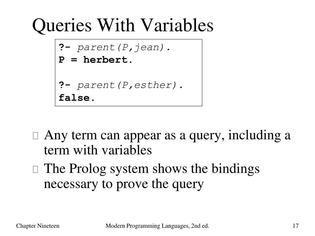 queries with variables