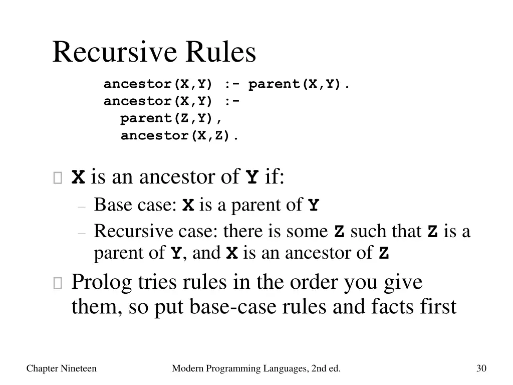 recursive rules