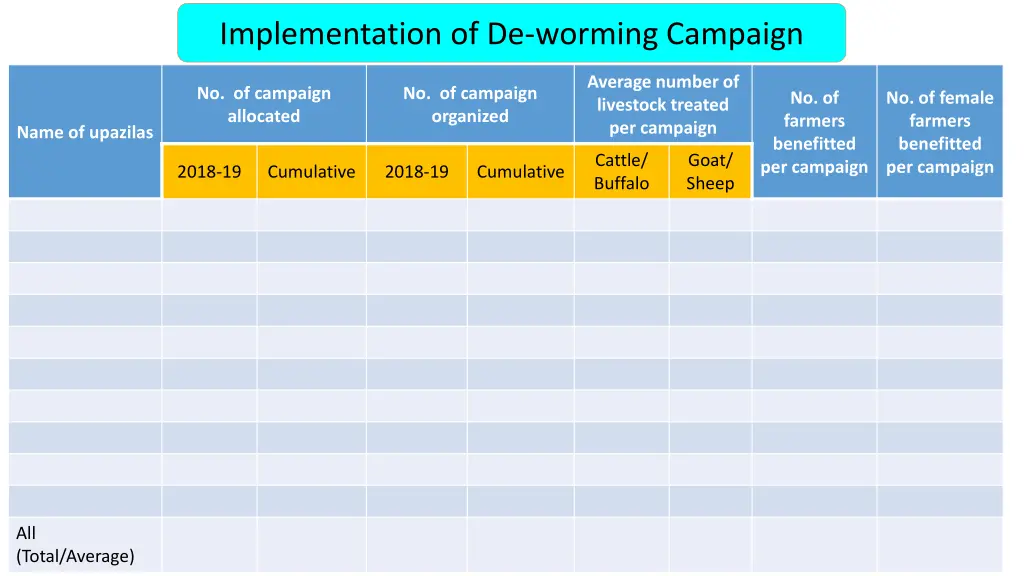 implementation of de worming campaign