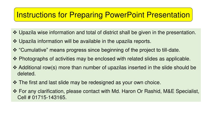 instructions for preparing powerpoint presentation