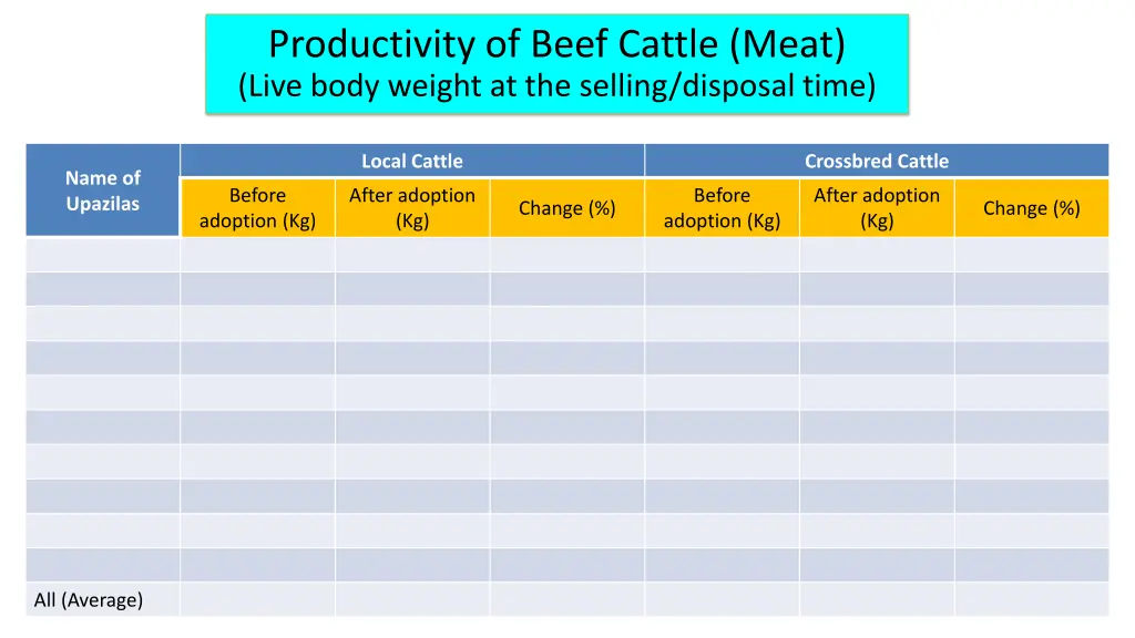 productivity of beef cattle meat live body weight